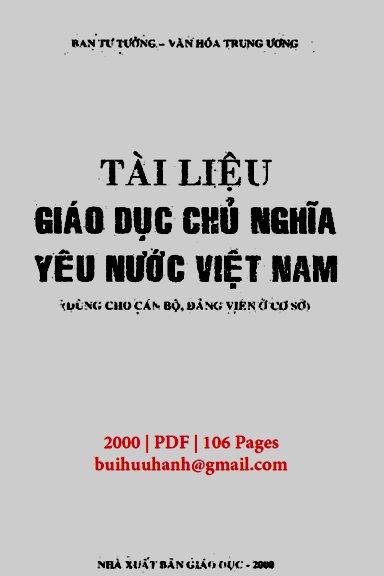 Tài Liệu Giáo Dục Chủ Nghĩa Yêu Nước Việt Nam (NXB Giáo Dục 2000) - Đào Duy Quát, 106 Trang