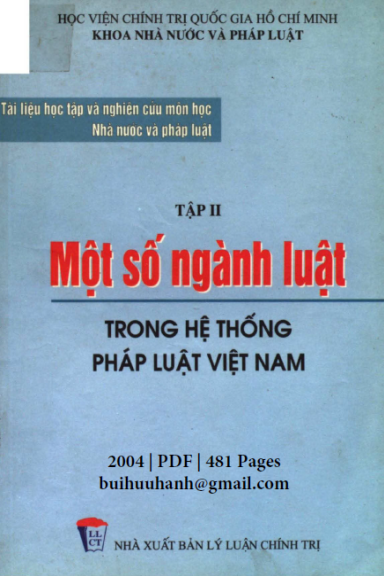 Tài Liệu Học Tập Và Nghiên Cứu Môn Học Nhà Nước Và Pháp Luật Tập 2-Một Số Ngành Luật Trong Hệ Thống