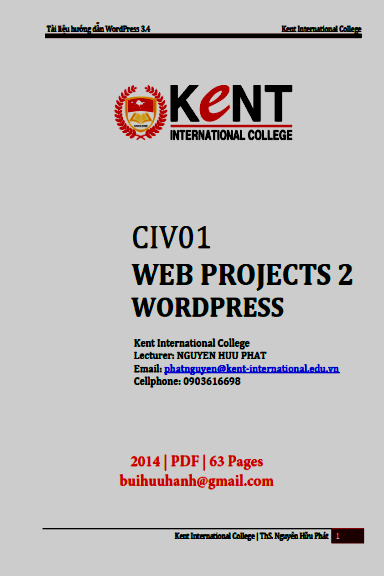Tài Liệu Hướng Dẫn WordPress 3.4 (NXB Tác Giả 2014) - Nguyễn Hữu Phát, 63 Trang