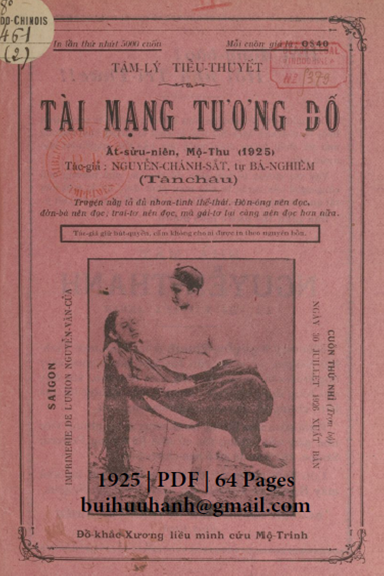 Tài Mạng Tương Đố Cuốn 2 (NXB Nguyễn Văn Của 1925) - Nguyễn Chánh Sắt, 64 Trang