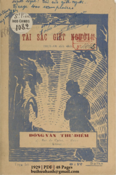 Tài Sắc Giết Người (NXB Đông Văn Thư Điếm 1929) - Thụy Am, 48 Trang