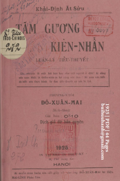 Tấm Gương Kiên Nhẫn (NXB Thụy Ký 1925) - Đỗ Xuân Mai, 44 Trang
