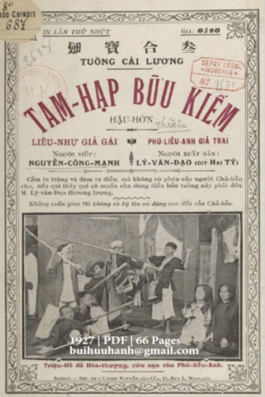 Tam Hạp Bữu Kiếm (NXB Nguyễn Văn Của 1927) - Nguyễn Công Mạnh, 66 Trang