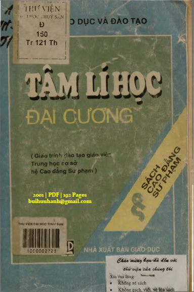 Tâm Lí Học Đại Cương (NXB Giáo Dục 2001) - Trần Trọng Thủy, 192 Trang