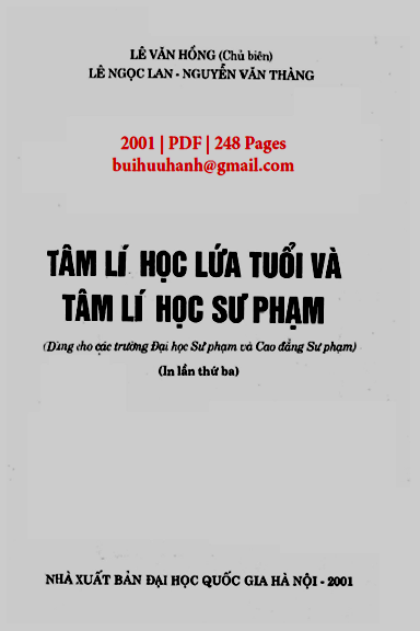 Tâm Lí Học Lứa Tuổi Và Tâm Lí Học Sư Phạm (NXB Đại Học Quốc Gia 2001) - Lê Văn Hồng, 248 Trang