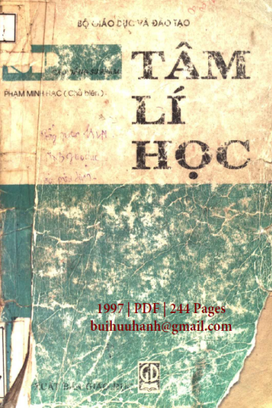 Tâm Lí Học (NXB Giáo Dục 1997) - Phạm Minh Hạc, 244 Trang