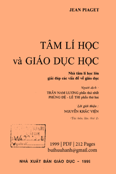 Tâm Lí Học Và Giáo Dục Học (NXB Giáo Dục 1999) - Jean Piaget, 212 Trang