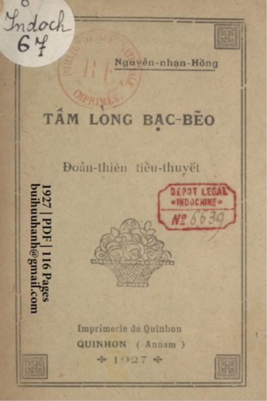 Tấm Lòng Bạc Bẽo (NXB Qui Nhơn 1927) - Nguyễn Nhạn Hồng, 116 Trang