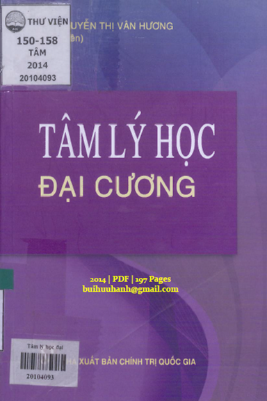 Tâm Lý Học Đại Cương (NXB Chính Trị 2014) - Nguyễn Thị Vân Hương, 197 Trang
