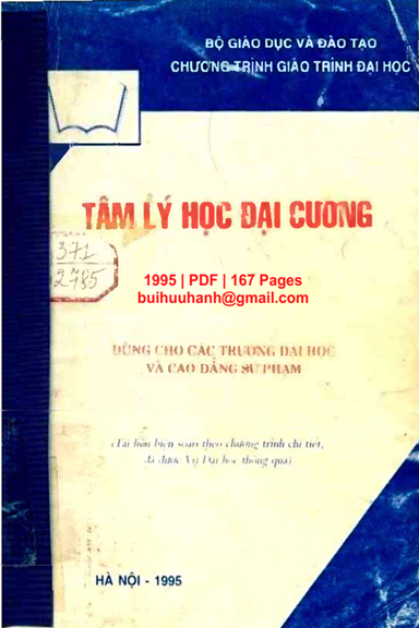 Tâm Lý Học Đại Cương (NXB Hà Nội 1995) - Nguyễn Quang Uẩn, 167 Trang