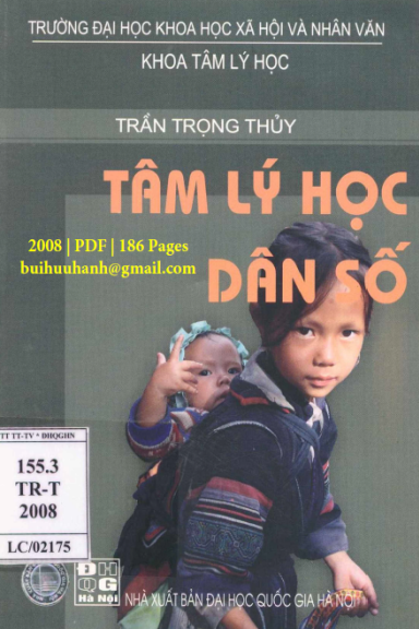 Tâm Lý Học Dân Số (NXB Đại Học Quốc Gia 2008) - Trần Trọng Thủy, 186 Trang