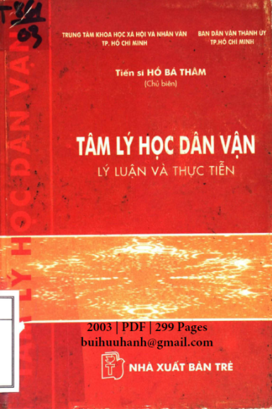 Tâm Lý Học Dân Vận Lý Thuyết Và Thực Tiễn (NXB Trẻ 2003) - Hồ Bá Thâm, 299 Trang