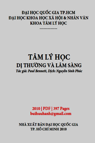 Tâm Lý Học Dị Thường Và Lâm Sàng (NXB Đại Học Quốc Gia 2010) - Nguyễn Sinh Phúc, 397 Trang