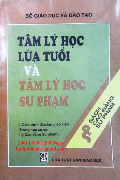 Tâm Lý Học Lứa Tuổi Và Tâm Lý Học Sư Phạm (NXB Giáo Dục 2001) - Lê Văn Hồng, 208 Trang