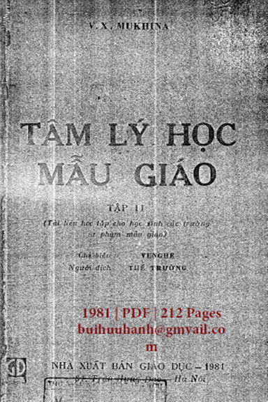 Tâm Lý Học Mẫu Giáo Tập 2 (NXB Giáo Dục 1981) - L. A. Venghe, 212 Trang