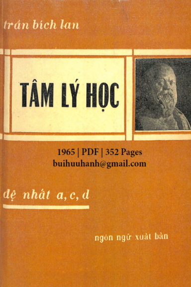 Tâm Lý Học (NXB Ngôn Ngữ 1965) - Trần Bích Lan, 352 Trang