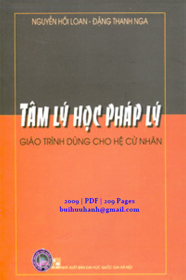 Tâm Lý Học Pháp Lý (NXB Đại Học Quốc Gia 2009) - Nguyễn Hồi Loan, 209 Trang