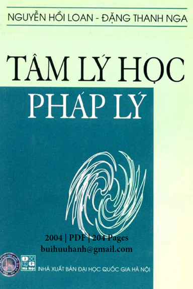 Tâm Lý Học Pháp Lý (NXB Đại Học Quốc Gia 2004) - Nguyễn Hồi Loan, 204 Trang