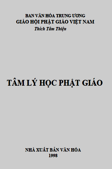 Tâm Lý Học Phật Giáo (NXB Văn Hóa 1998) - Thích Tâm Thiện, 123 Trang