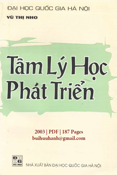 Tâm Lý Học Phát Triển (NXB Đại Học Quốc Gia 2003) - Vũ Thị Nho, 187 Trang