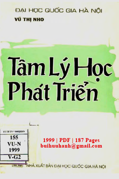 Tâm Lý Học Phát Triển (NXB Đại Học Quốc Gia 1999) - Vũ Thị Nho, 187 Trang