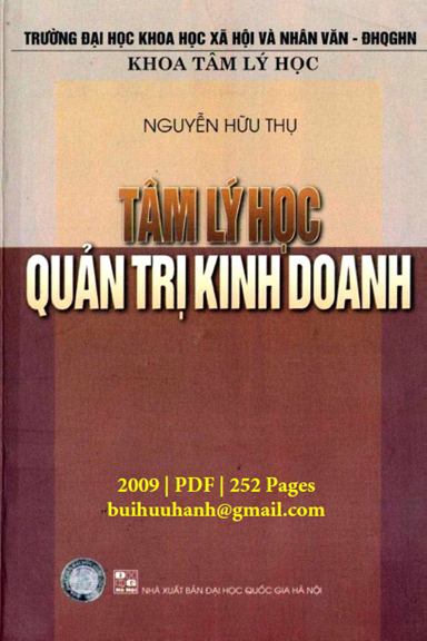 Tâm Lý Học Quản Trị Kinh Doanh (NXB Đại Học Quốc Gia 2009) - Nguyễn Hữu Thụ, 252 Trang