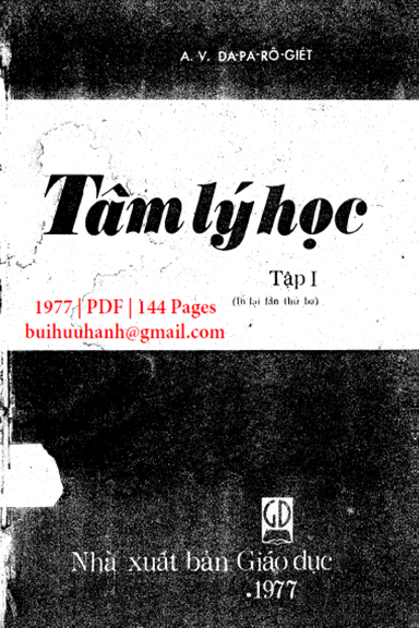 Tâm Lý Học Tập 1 (NXB Giáo Dục 1977) - A. V. Zaporozhets, 144 Trang