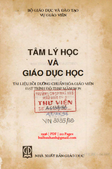 Tâm Lý Học Và Giáo Dục Học (NXB Giáo Dục 1996) - Ngô Công Hoàn, 212 Trang