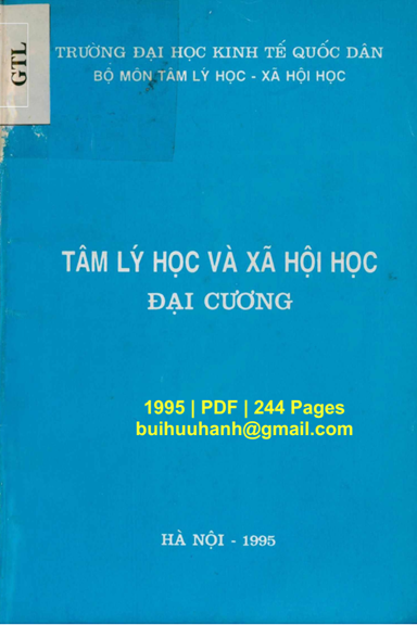 Tâm Lý Học Và Xã Hội Học Đại Cương (NXB Hà Nội 1995) - Nguyễn Cao Thường, 244 Trang