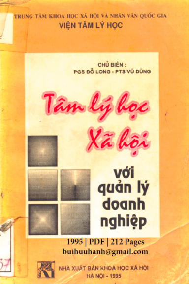 Tâm Lý Học Xã Hội Với Quản Lý Doanh Nghiệp (NXB Khoa Học Xã Hội 1995) - Đỗ Long, 212 Trang