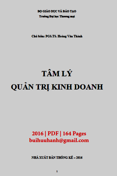 Tâm Lý Quản Trị Kinh Doanh (NXB Thống Kê 2016) - Hoàng Văn Thành, 164 Trang