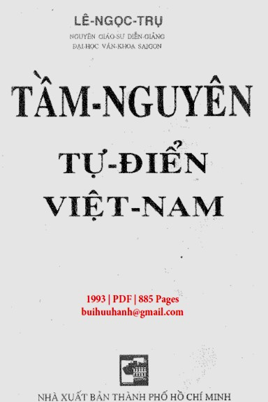Tầm Nguyên Tự Điển Việt Nam (NXB Tổng Hợp 1993) - Lê Ngọc Trụ, 885 Trang