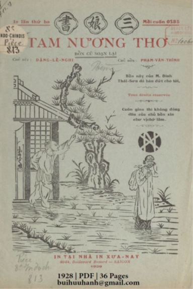 Tam Nương Thơ (NXB Xưa Nay 1928) - Đặng Lễ Nghi, 36 Trang