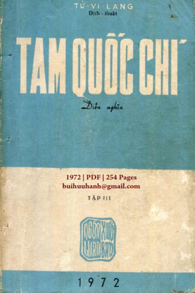 Tam Quốc Chí Diễn Nghĩa Tập 3 (NXB Á Châu 1972) - Tử Vi Lang, 254 Trang