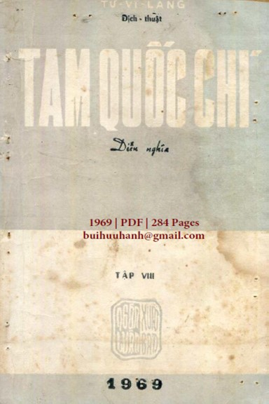 Tam Quốc Chí Diễn Nghĩa Tập 8 (NXB Á Châu 1969) - Tử Vi Lang, 284 Trang