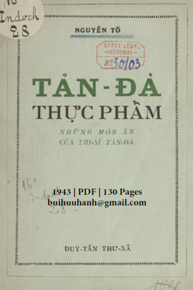Tản Đà Thực Phẩm (NXB Duy Tân Thư Xã 1943) - Nguyễn Tố, 130 Trang