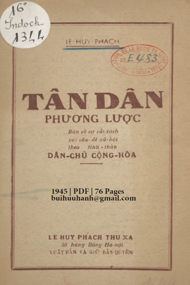 Tân Dân Phương Lược (NXB Cộng Lực 1945) - Lê Huy Phách, 76 Trang
