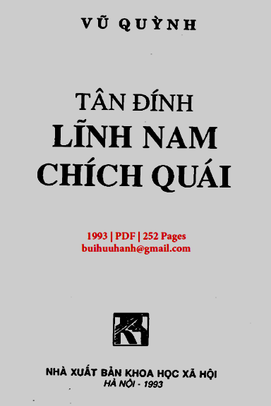 Tân Đính Lĩnh Nam Chích Quái (NXB Khoa Học Xã Hội 1993) - Vũ Quỳnh, 252 Trang