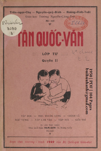 Tân Quốc Văn Lớp Tư Quyển 2 (NXB Nam Sơn 1950) - Trần Ngọc Chụ, 104 Trang