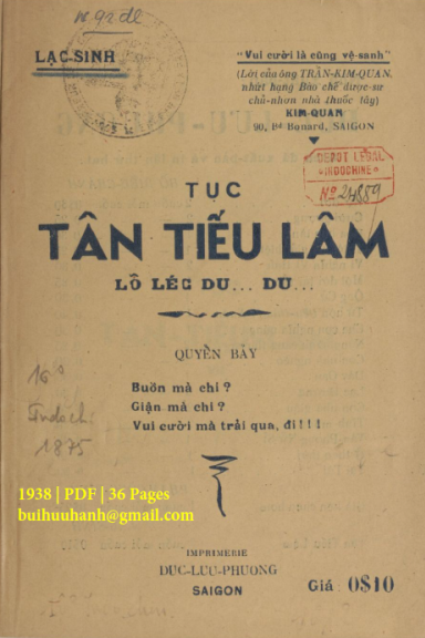 Tân Tiếu Lâm Quyển 7 (NXB Đức Lưu Phương 1938) - Lạc Sinh, 36 Trang