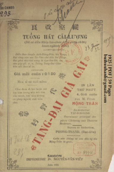 Tang Đại Giả Gái (NXB Nguyễn Văn Viết 1925) - Mộng Trần, 59 Trang