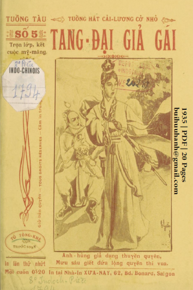 Tang Đại Giả Gái (NXB Xưa Nay 1935) - Tú Tòng Khê, 20 Trang