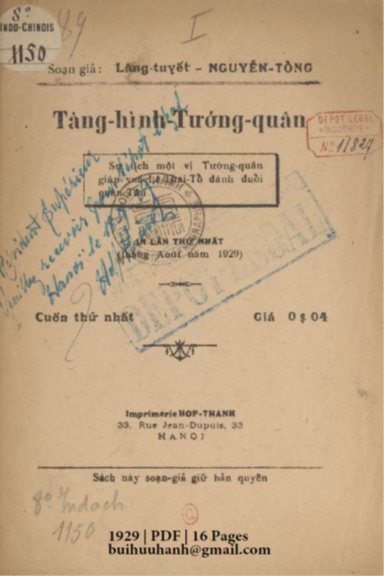 Tàng Hình Tướng Quân Cuốn 1 (NXB Hợp Thành 1929) - Nguyễn Tòng, 16 Trang