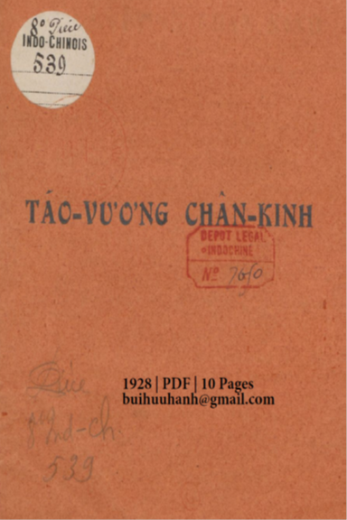 Táo Vương Chân Kinh (NXB Nguyễn Kính 1928) - Nhiều Tác Giả, 10 Trang