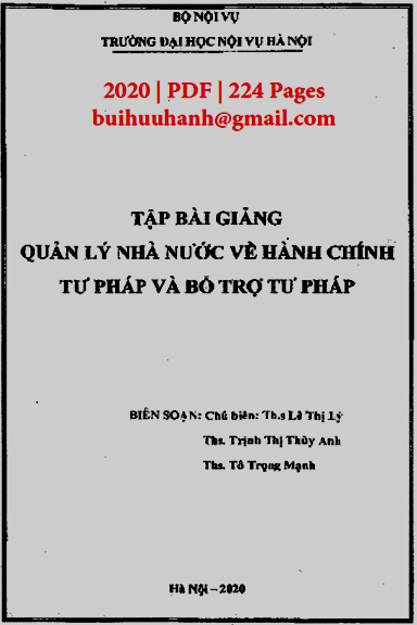Tập Bài Giảng Quản Lý Nhà Nước Về Hành Chính Tư Pháp Và Hỗ Trợ Tư Pháp - Lê Thị Lý