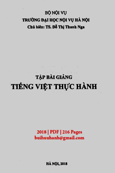 Tập Bài Giảng Tiếng Việt Thực Hành (NXB Đại Học Nội Vụ 2018) - Đỗ Thị Thanh Nga, 137 Trang