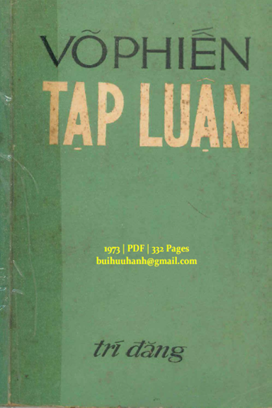 Tạp Luận (NXB Trí Đăng 1973) - Võ Phiến, 332 Trang