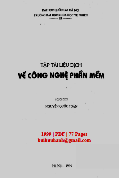 Tập Tài Liệu Dịch Về Công Nghệ Phần Mềm (NXB Đại Học Quốc Gia 1999) - Nguyễn Quốc Toản, 77 Trang
