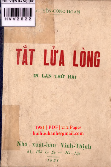 Tắt Lửa Lòng (NXB Vĩnh Thịnh 1951) - Nguyễn Công Hoan, 212 Trang
