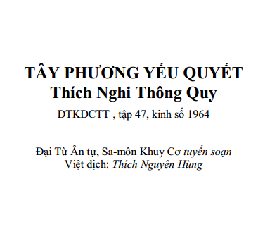 Tây Phương Yếu Quyết - Thích Thanh Hùng dịch, 63 Trang
